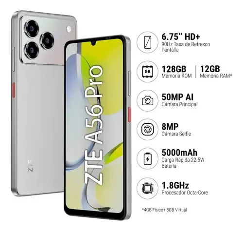 ZTE Zte Blade A56 Pro 128GB Gris Polar — BTCELL Ecuador